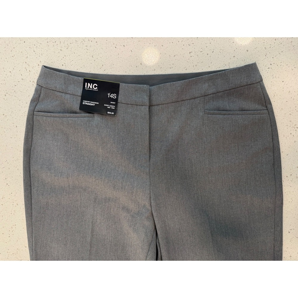 INC Straight Leg‎ Pants Women 14S Gray NEW Office Business Casual Dress Trousers - Picture 3 of 10